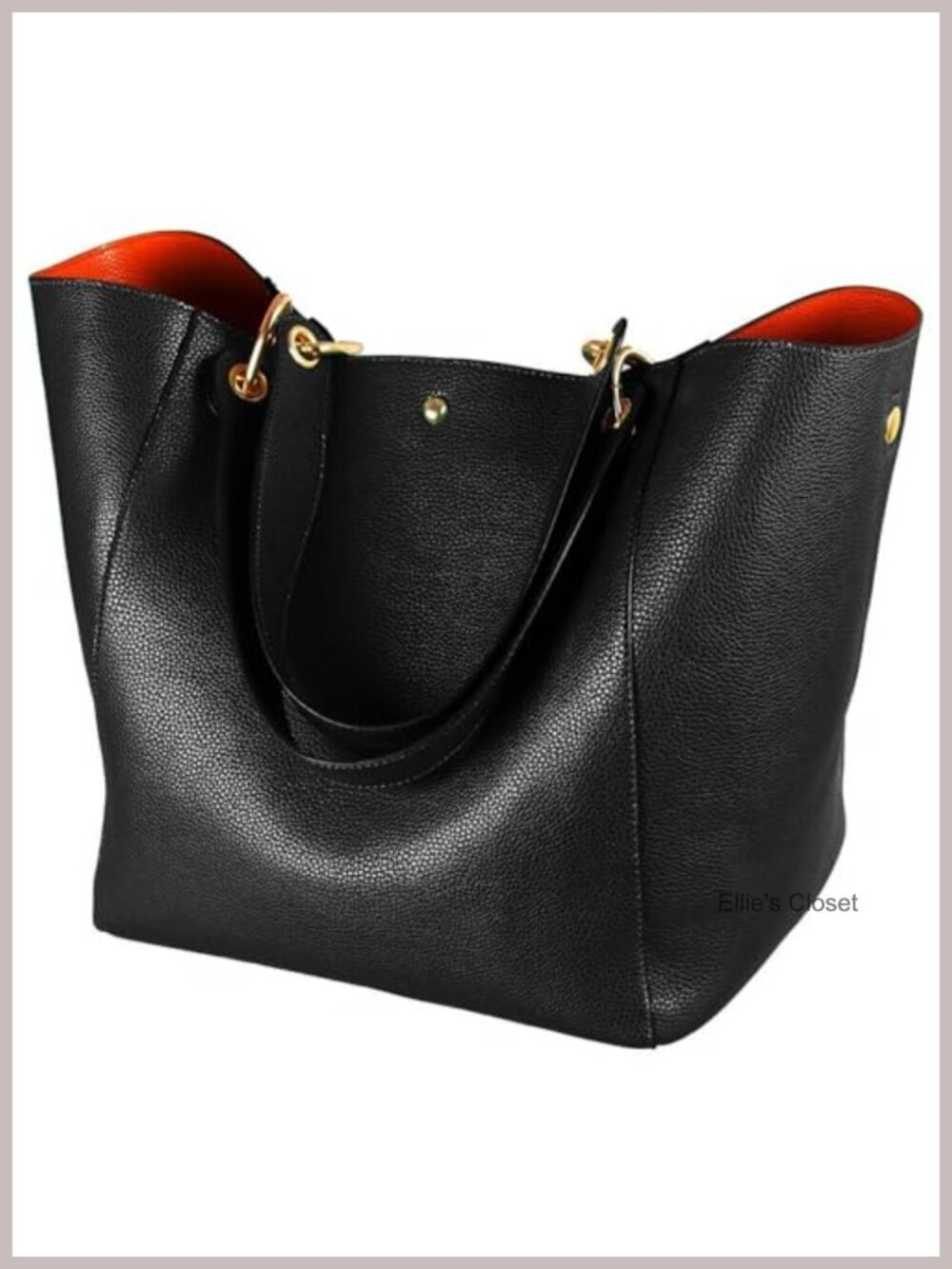 Large Work Tote Bag - Faux Leather Waterproof - Big Bucket Purse with Crossbody